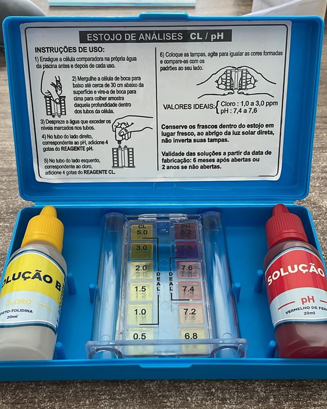 Estojo de análise de cloro e pH para piscina